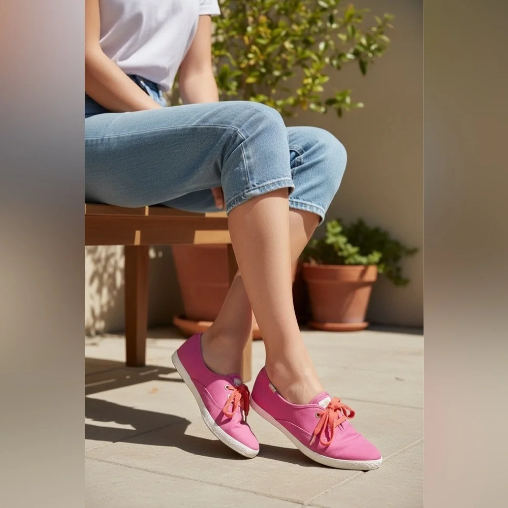 Keds x Kate Spade New York Champion sneakers in hot pink canvas with coral laces
